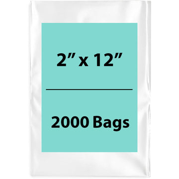 LDPE 4Mil Clear Poly Bags 2X12 inches 2000 Bags